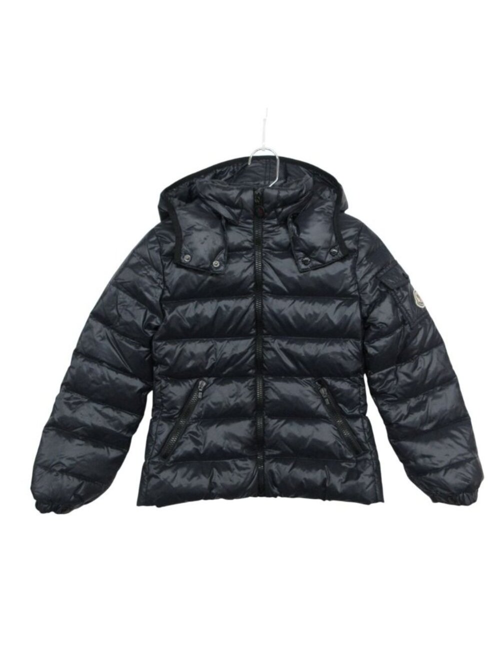 Moncler Bady Down Jacket Nylon Hooded Logo Patch Navy 130 cm